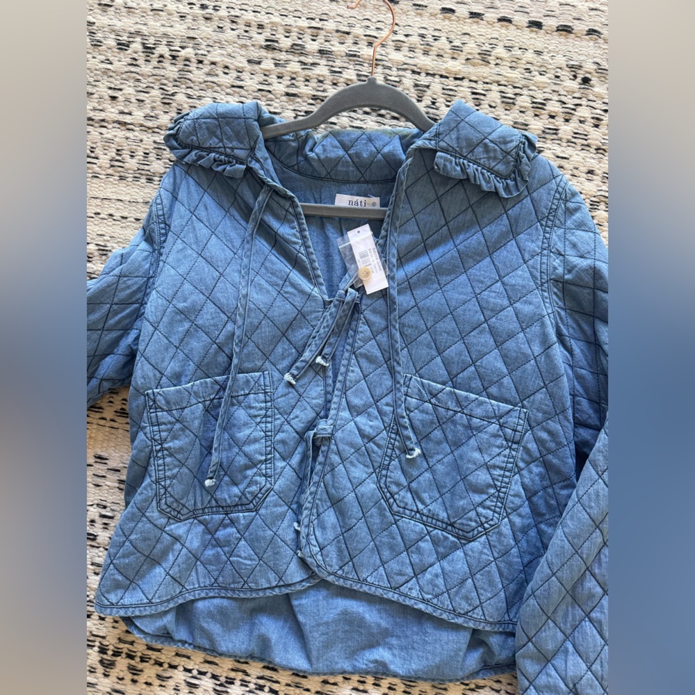 Nati Sabina Denim Blue Quilted Jacket NWT